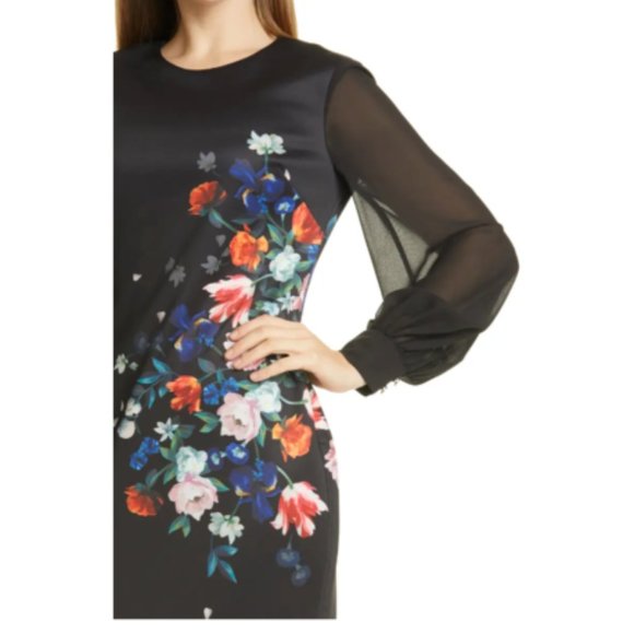 Ted Baker Ophena Flower Bodycon Dress in Black Size US 8 Medium - Picture 4 of 4